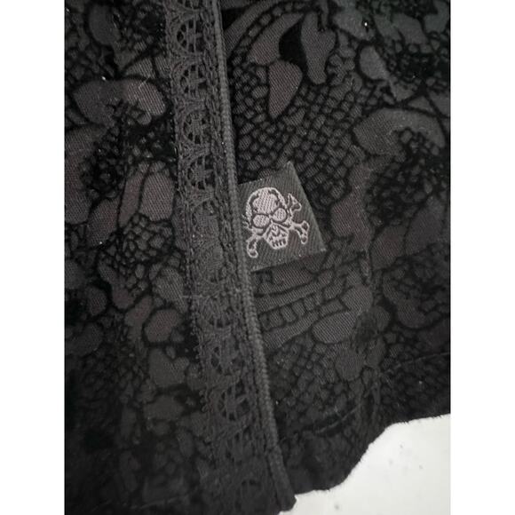 Tripp NYC corset black velvet Y2K goth zipper steampunk renaissance pirate L - Picture 5 of 9